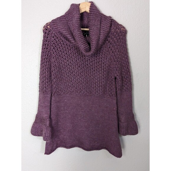 New Mango Sz Medium Mohair Blend SWEATER Pullover Women Cowl Neck Purple NWT N76 - Picture 1 of 9